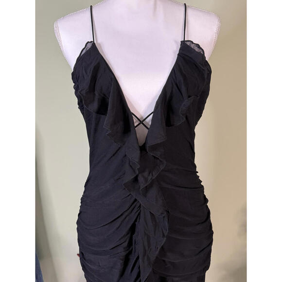 NWT! Marthea Black Mini Dress with Ruffle Detail and Strappy Back Size XL - Picture 2 of 7